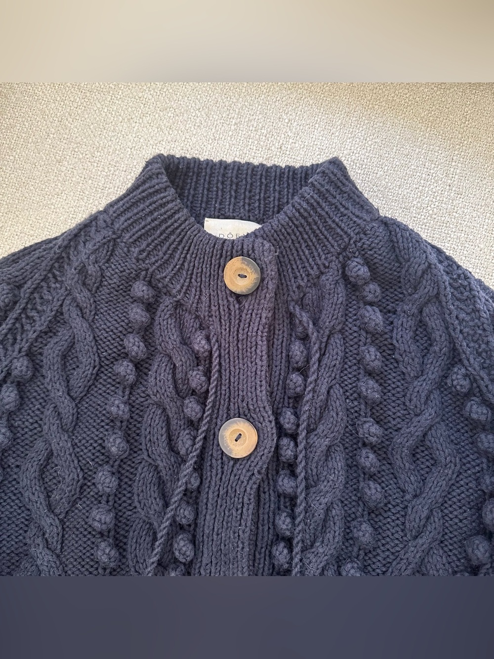 Doen Pomme Organic Cotton Button Front Cardigan Sweater Sz S Navy Blue - Picture 8 of 10